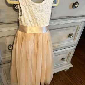 Elegant Cream and Tan Kids Dress